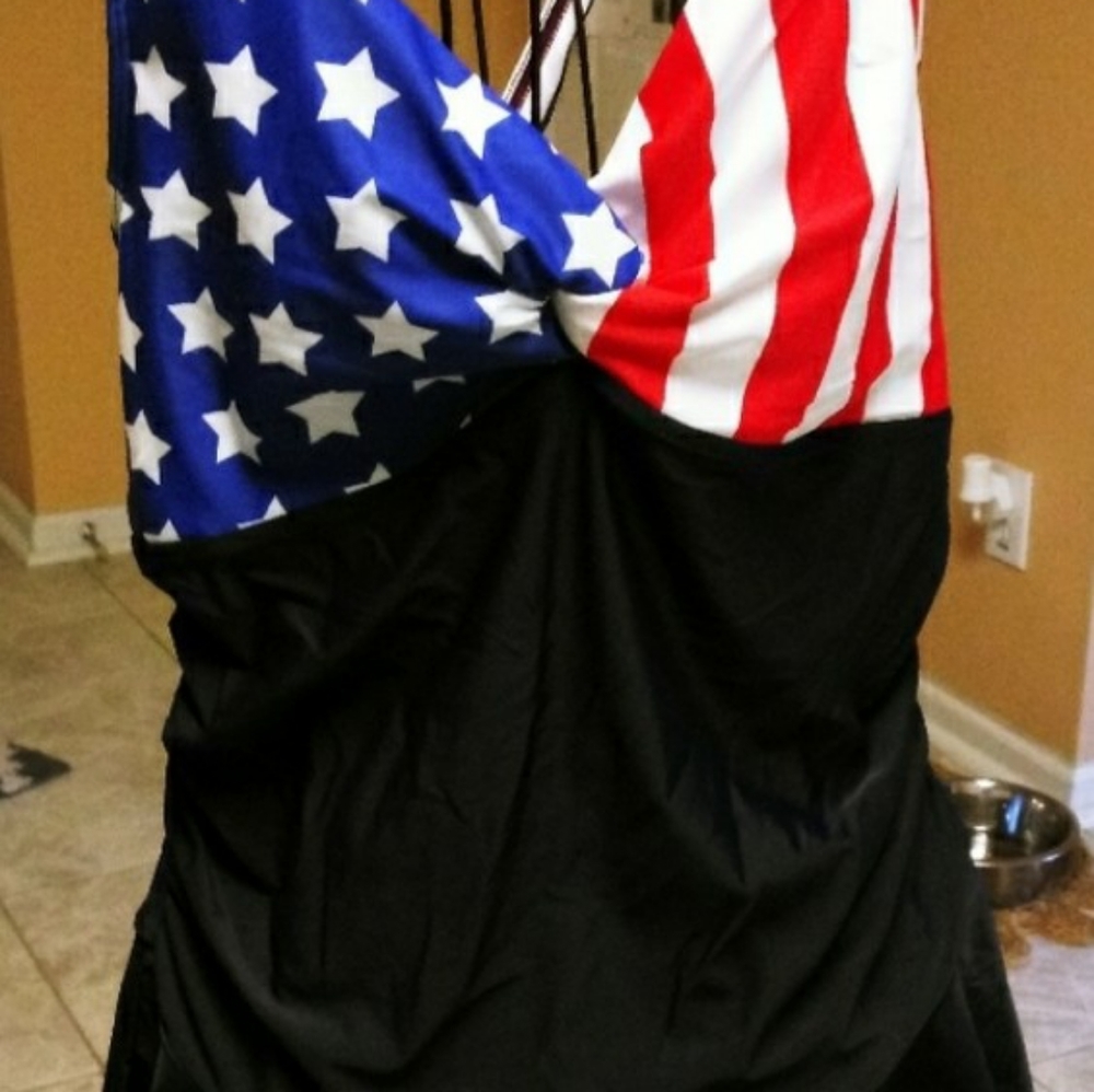 Patriotic red, white & blue tankini top